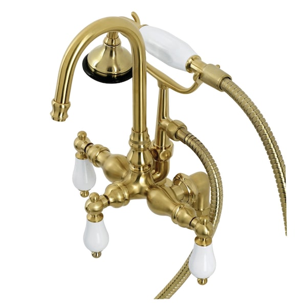 Kingston Brass AE15T7 Clawfoot Tub Faucet with Hand Shower, Brushed Brass AE15T7 - main